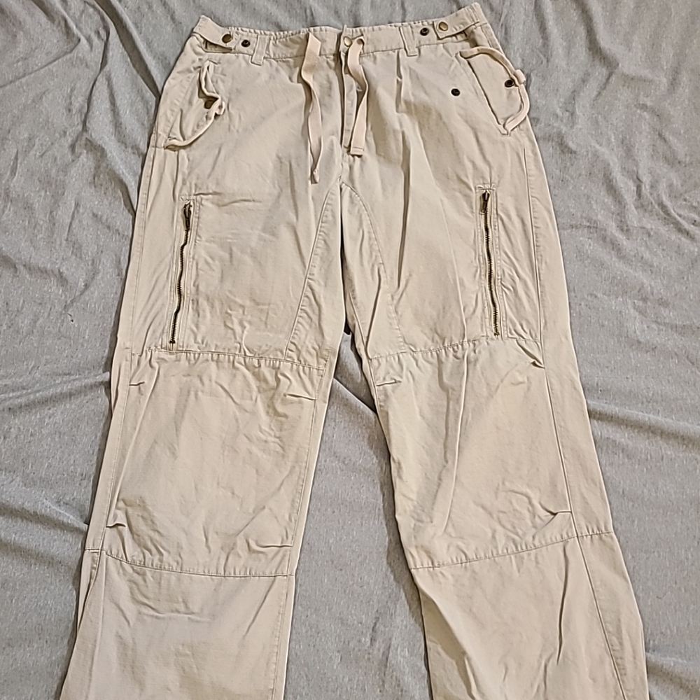 Mens XIOS Wide Leg Straight Cargo Pants 36-38/30 100% Cotton